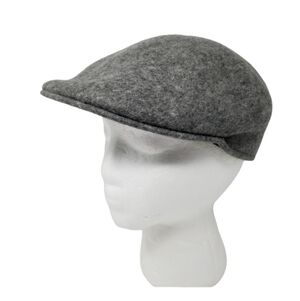 Flex Felt 100% Wool Gray Driving Cap USA Vintage Men's Medium Newsboy Seamless